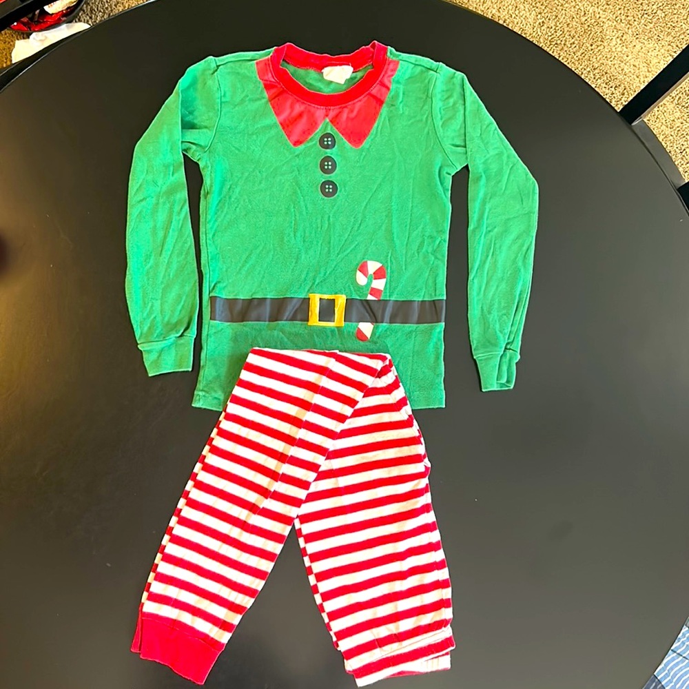 Kids size 10 XMAS elf Pajamas